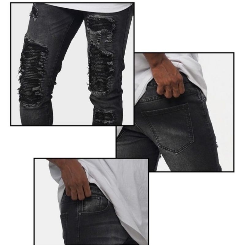 Rucas Shadow Black Biker Jeans - Size 33