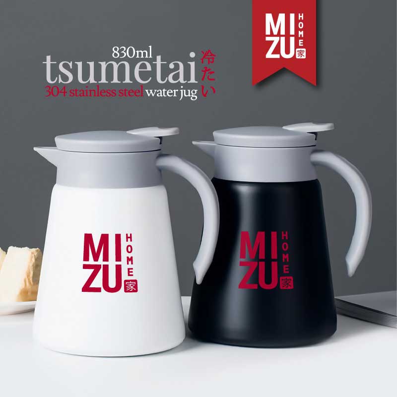 MIZU TSUMETAI 830ml 304 Stainless Steel Thermos Water Jug Teko Termos Stenles Air Panas Dingin-2