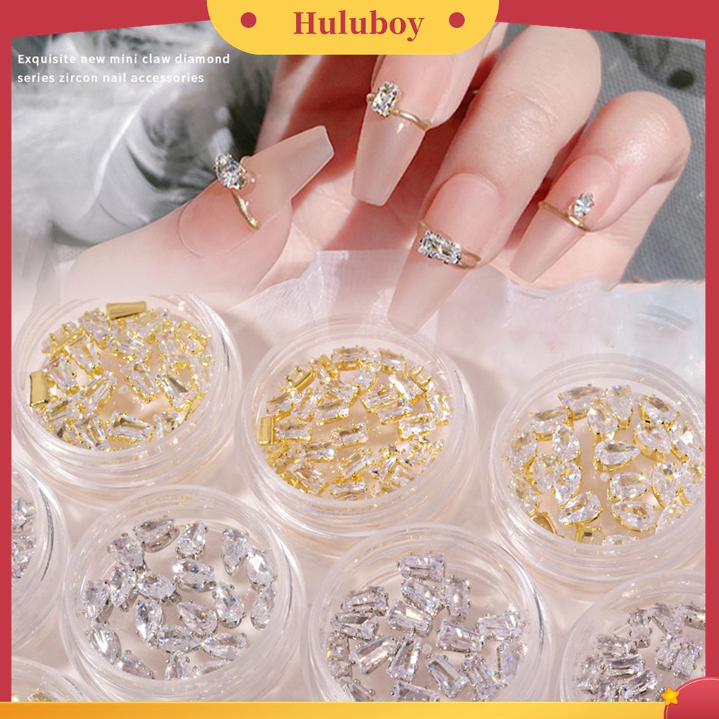 Huluboy Huluboy♡ 20pcs / Kotak Ornamen Perhiasan Berlian Imitasi Cubic Zirconia Glitter Untuk Dekorasi Nail Art Wanita