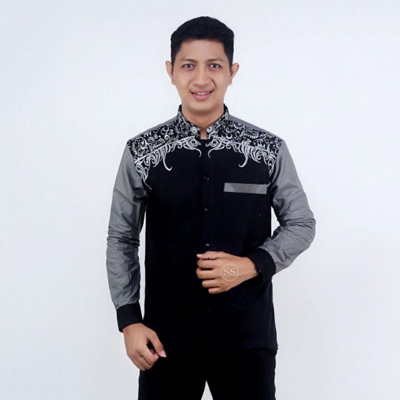 Kemeja Batik Pria Modern Lengan Panjang Casual Modis Slim Fit Trendi Masa Kini