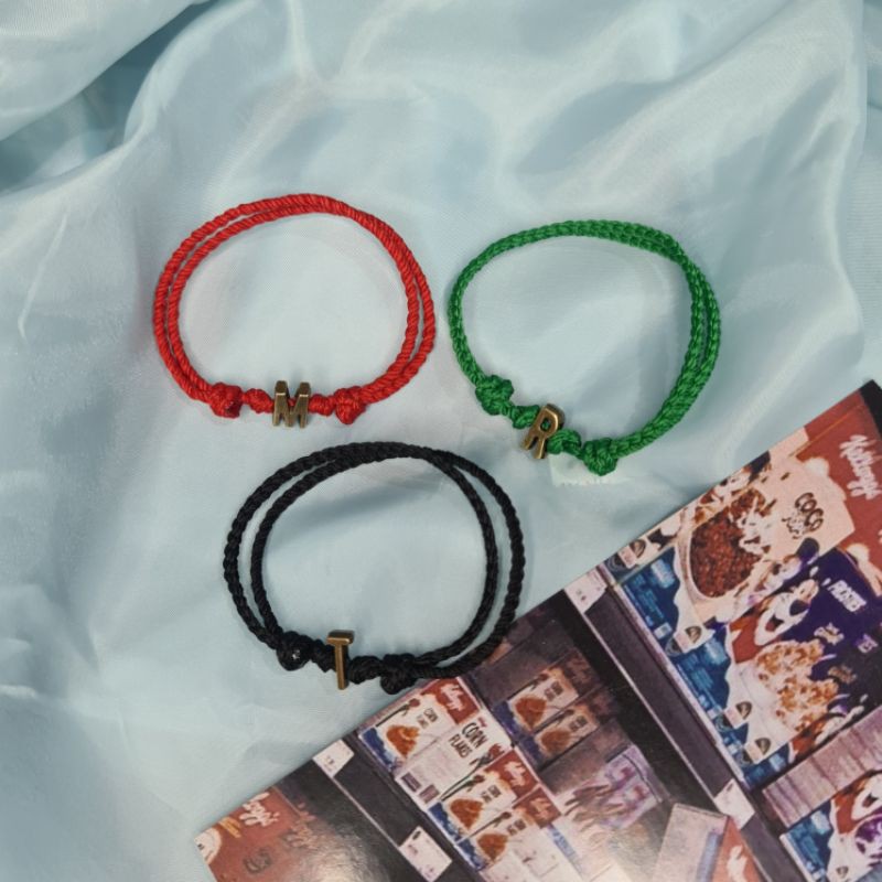[BAME.ID] A-LGelang Tali Huruf // Gelang Couple Tali // Gelang Warna