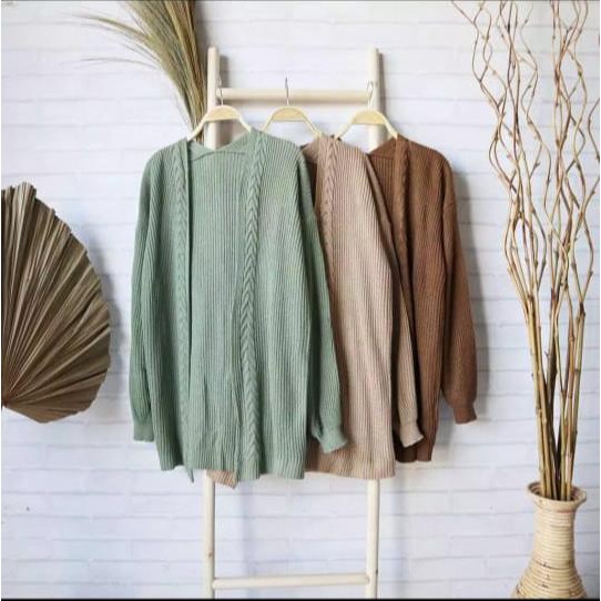 CARDIGAN NEW!! CARDY LONG CABLE 7 GET - Cardy Rajut-Long Cable