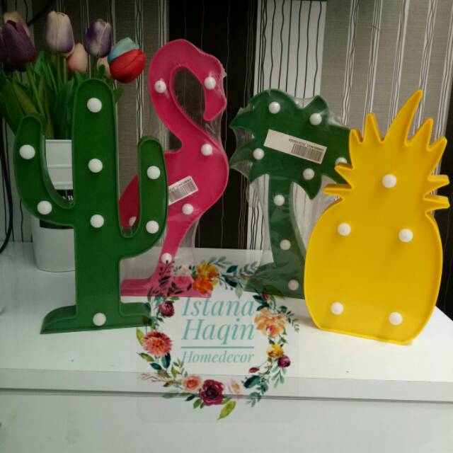 Lampu Hias lampu meja lampu tidur Kaktus Flaminggo Nanas Pohon Love Heart ukuran besar