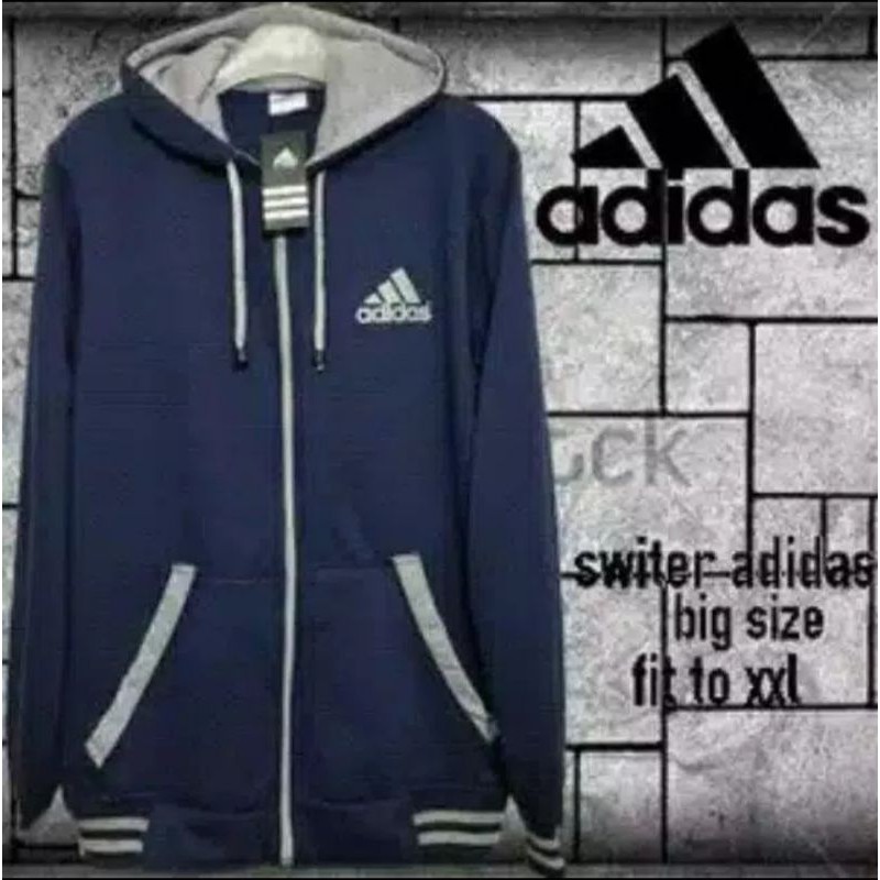 Jaket adidas simple bordir jumbo ( hitam,abu, navy)