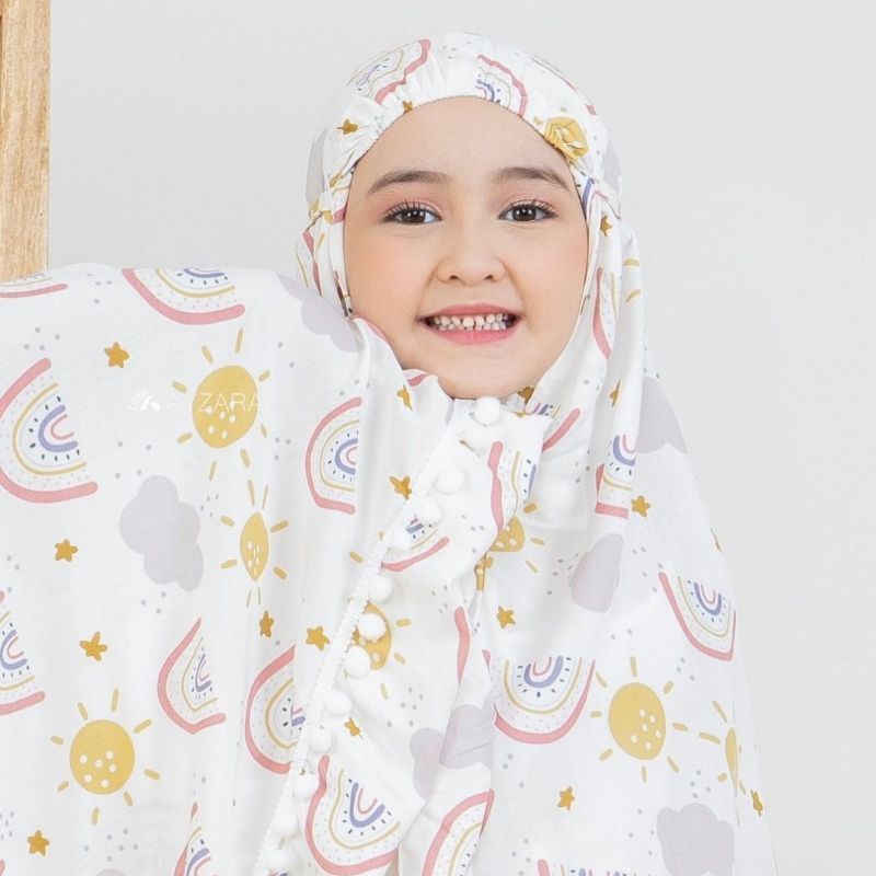 Mukena anak bahan rayon premium/mukena anak motif lucu renda pompom usia 2-12th