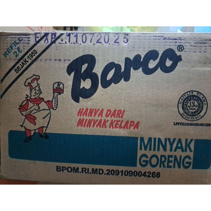 

minyak goreng barco 2liter reffil. isi 6. EXP 2027