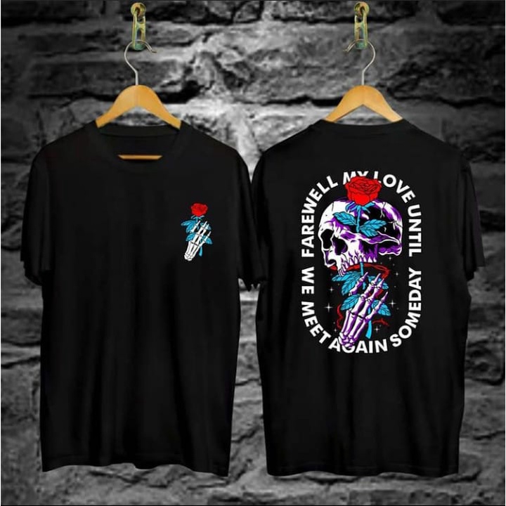 RENGOKU CLOTHES-  Baju Kaos MAWAR TENGKORAK Kaos Distro Pria Wanita Original Lengan Pendek Terlaris 