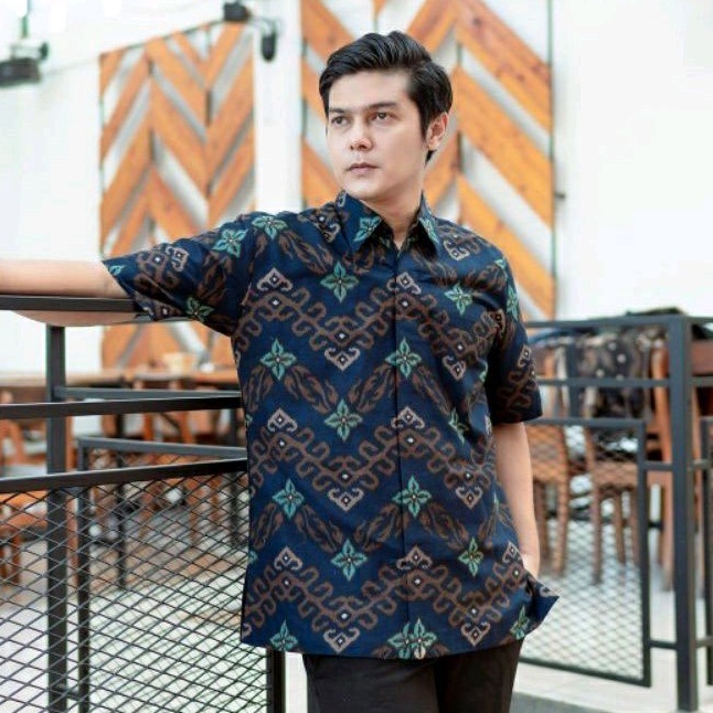 [TERBARU] Batik Pria Lengan Pendek premium BATIK BERKAH HRB026 motif KERATONAN Kode 002 size M L XL