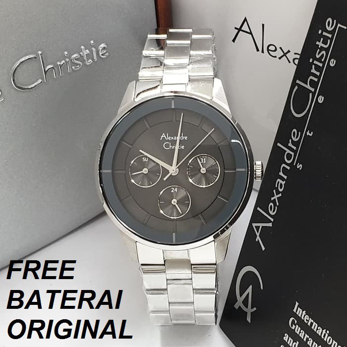 JAM TANGAN WANITA ALEXANDRE CHRISTIE AC 2714 SILVER BLACK ORIGINAL GARANSI RESMI 1 TAHUN