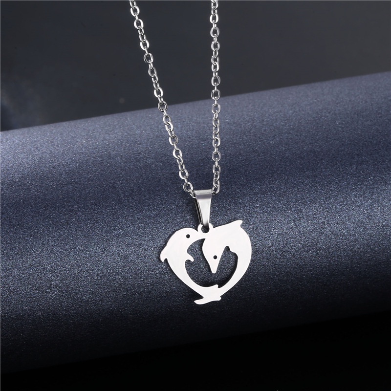 304 stainless steel sederhana ornamen hewan dolphin kalung dolphin Cinta klavikula rantai liontin