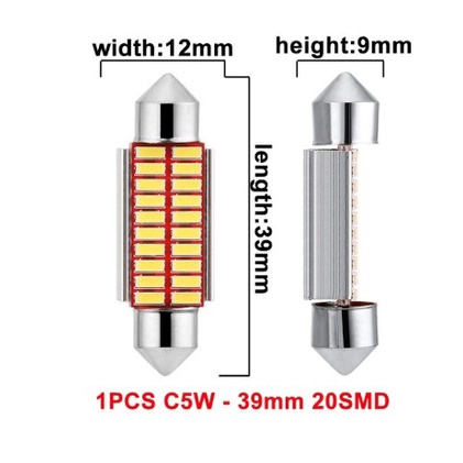 1pc Lampu LED Canbus Festoon C5W 31mm 36mm 39mm 41mm 5000K Warna Putih Untuk Interior Mobil