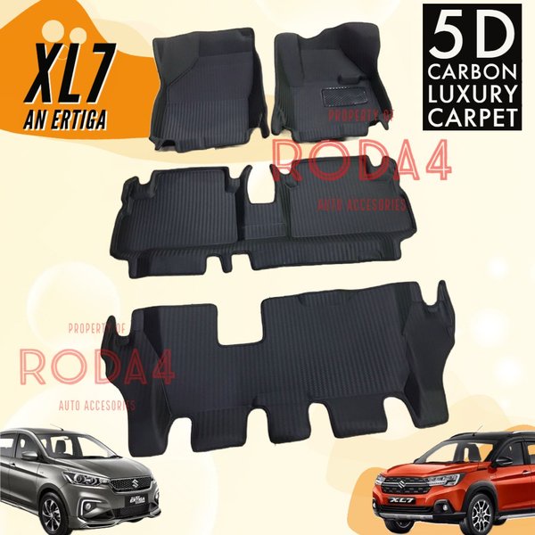 Karpet Mobil XL7 ALL NEW ERTIGA 2018 5D CARBON LUXURY Akesoris Paling lengkap