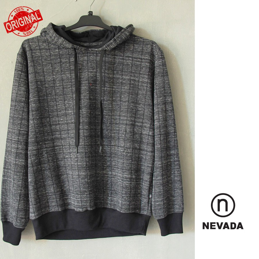 Sweater Hoodie Nevada Original Resmi Outwear Hitam garis Casual Pria