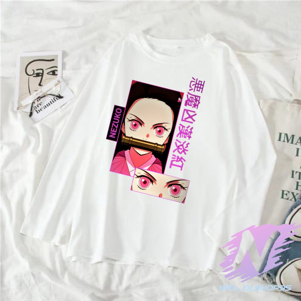 kaos nezuko demon slayer kaos anak lengan panjang nezuko chibi anime