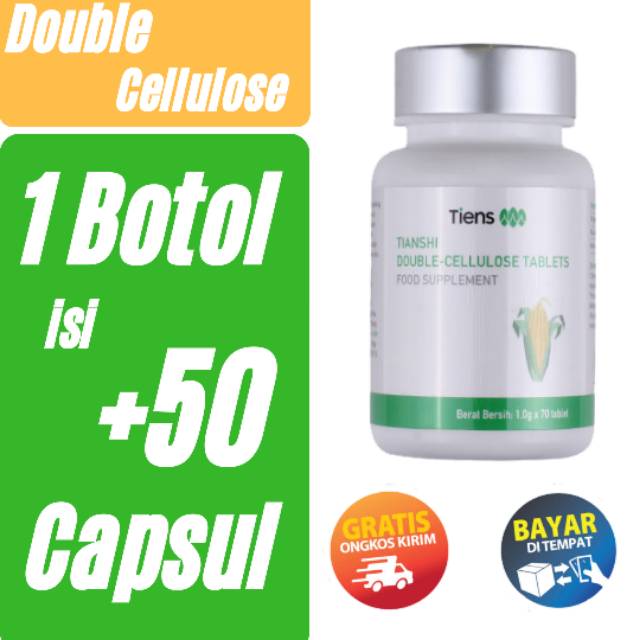 Double Celullose Tiens | Obat Herbal Usus Buntu Maag Sembelit Serat Alami Detox Pencernaan isi 50
