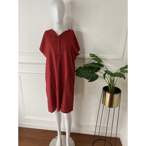 DASTER PENDEK SEBETIS RAYON MOTIF KEKINIAN VIRAL DASTER DEWASA PAKAIAN WANITA KEKINIAN LUCU-red