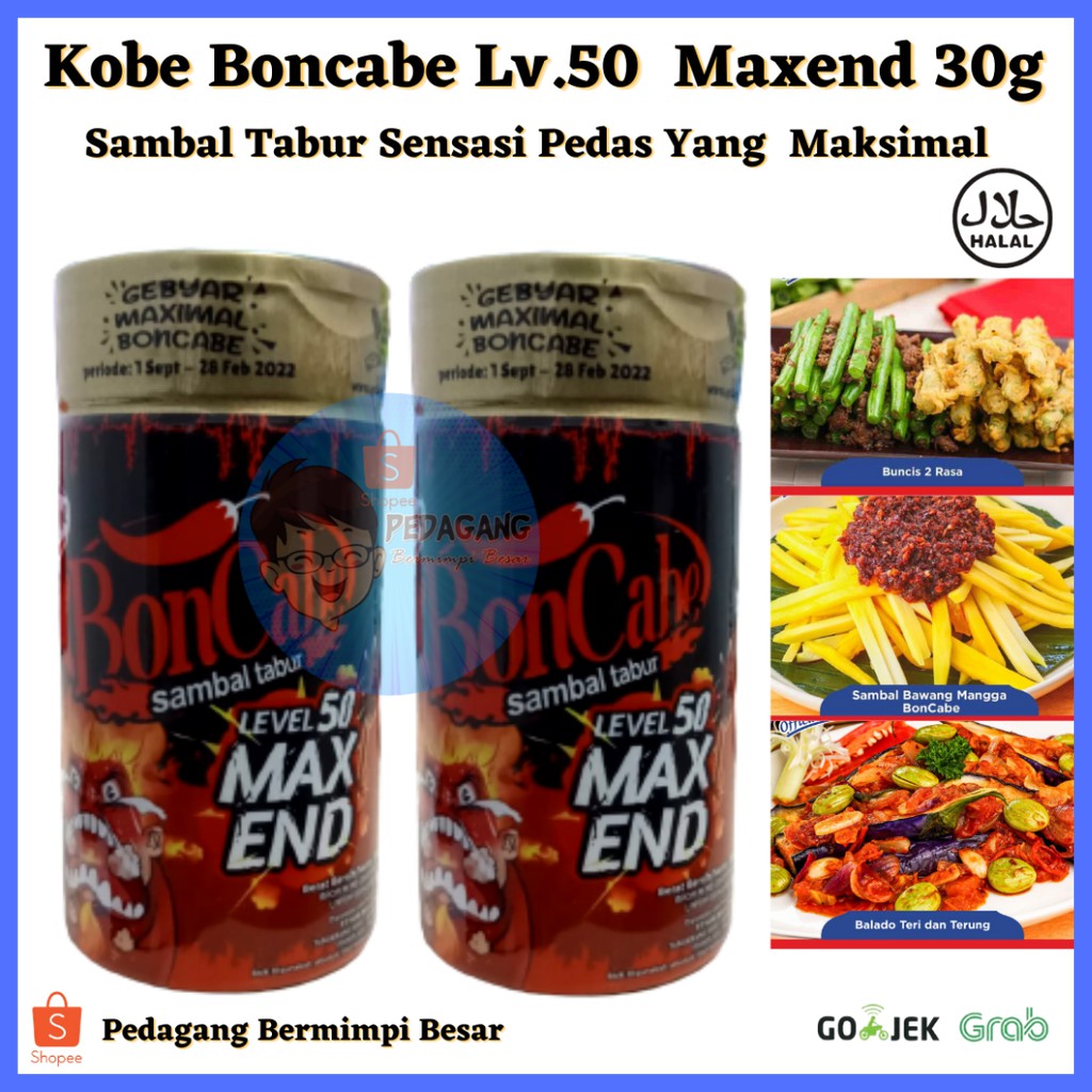 Kobe Boncabe Lv. 50 Maxend 30g Botol/ Boncabe Level 50/ Sambal Tabur/ Bubuk Sambal Tabur PEDAS 30g