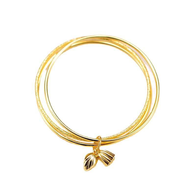 2022 Gelang Tiga Cincin Desain Bunga Teratai Warna Emas Untuk Wanita