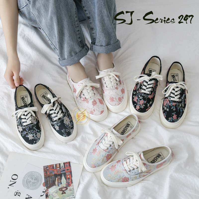 [Mon.A] Sepatu Sneakers Wanita Floral Rose Kualitas Import Premium - 247