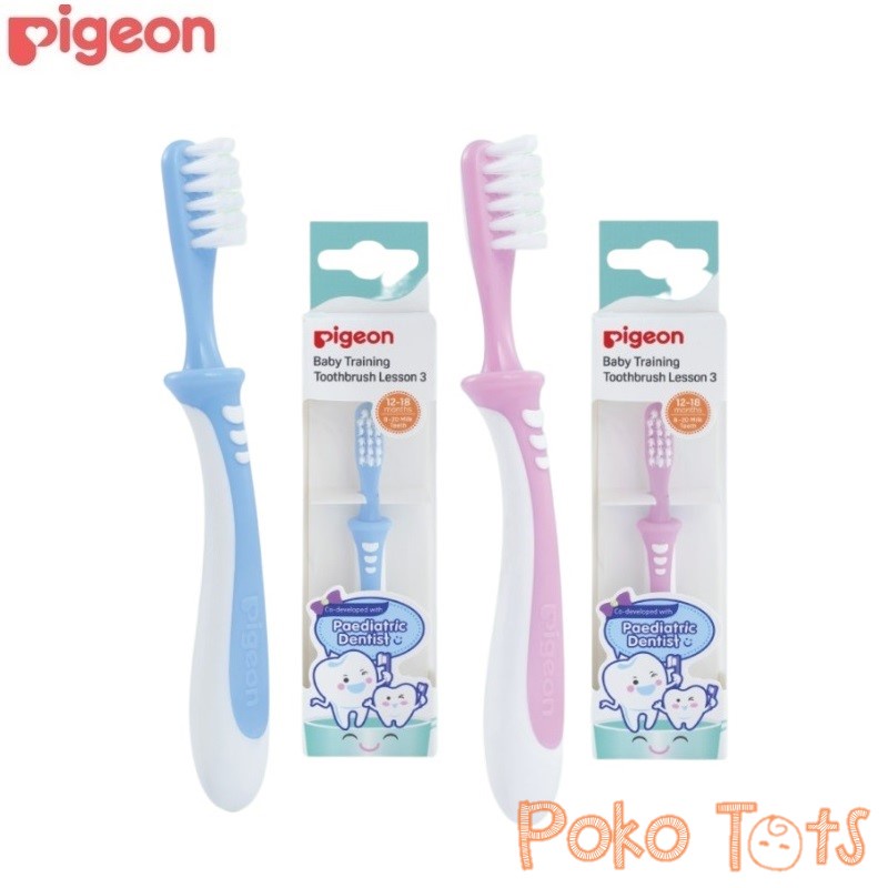 Pigeon Baby Training Toothbrush Lesson 3 Sikat Gigi Bayi Usia 12-18m+ Training Tooth Brush Pigeon WHS