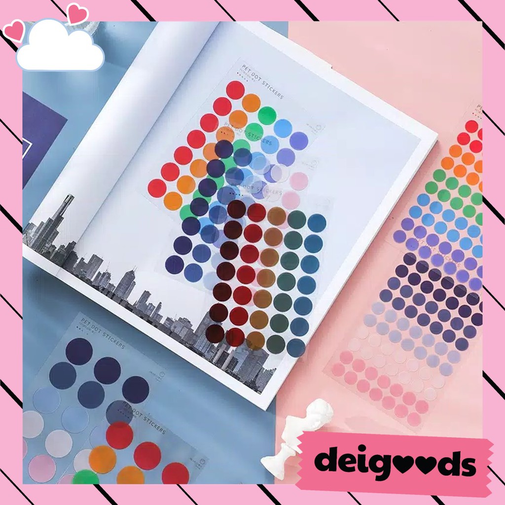 

DEIGOODS❤ 3 Lembar Sticker Dot / Stiker Bulat Round Warna Bulat Dekorasi Bujo Journal DIY Scrapbook