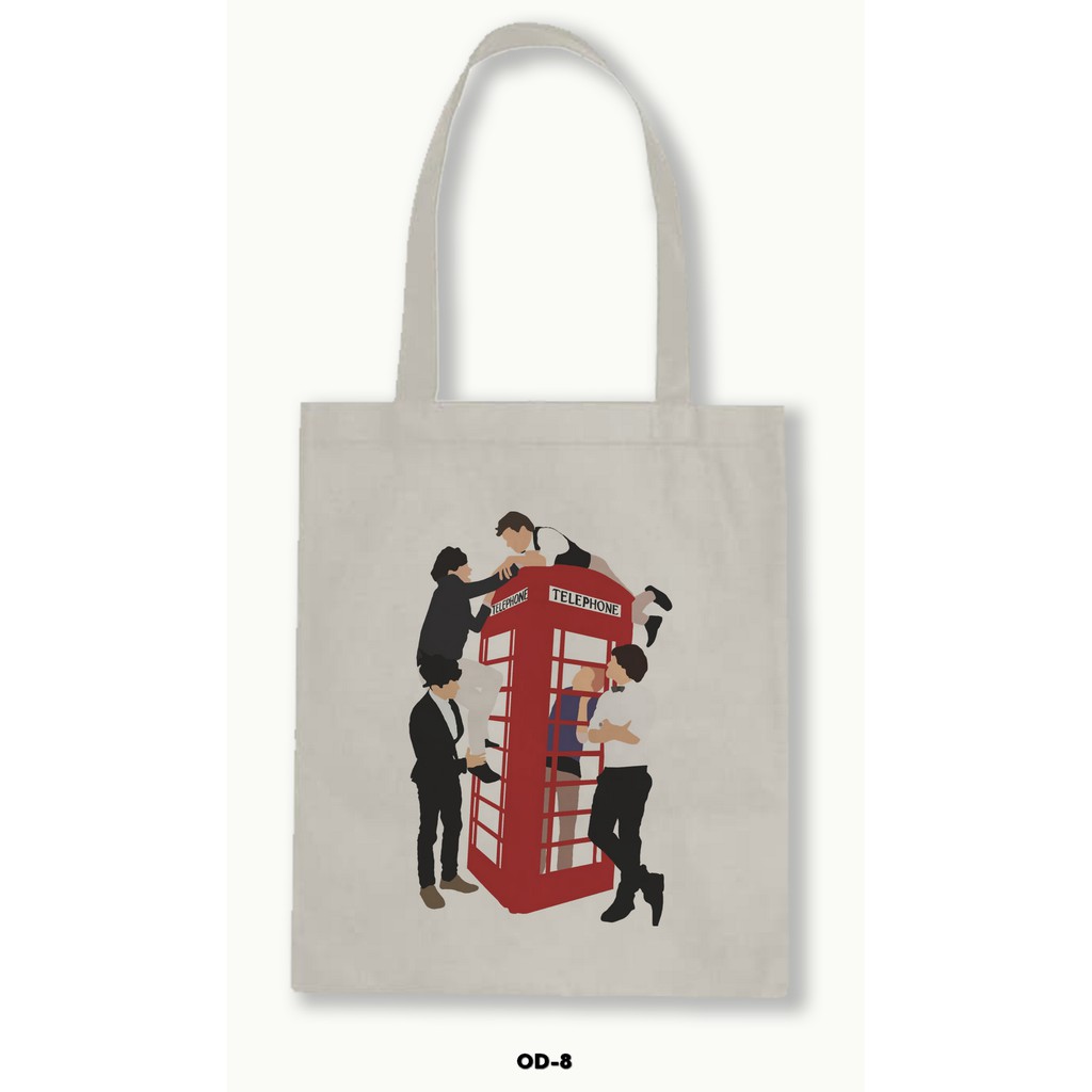 Tas Tote Bag Resleting Kanvas/Blacu  - One Direction .01