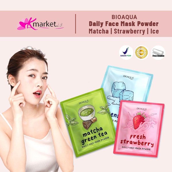 BIOAQUA Daily Face Mask Powder [ Matcha Green Tea | Ice Sensation|Strawberry ] 20GR