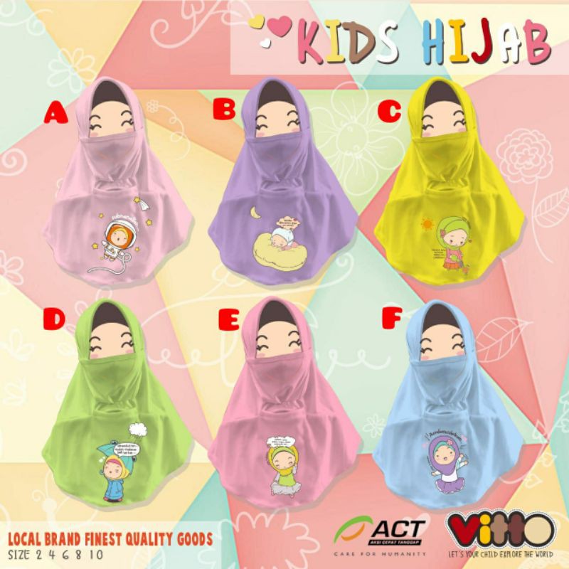 KIDS HIJAB VITTO/READY STOCK/JILBAB MASKER ANAK/JILBAB MASKER/KERUDUNG ANAK/JILBAB ANAK SD/VITTO