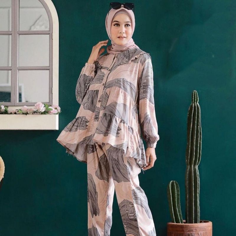 OMYRA ONE SET / KINAN LULU ESPANA LIVIA TARINA AVORA MADIA NACO ELINA ONE SET RAYON TIE DYE-Laluna LD 110