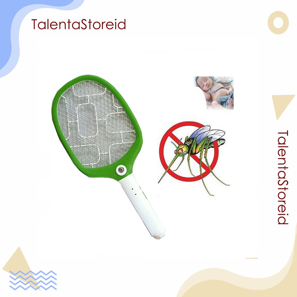 Raket Nyamuk Elektrik Senter Led Rechargeable 2 in 1 Mosquito Swatter Racket