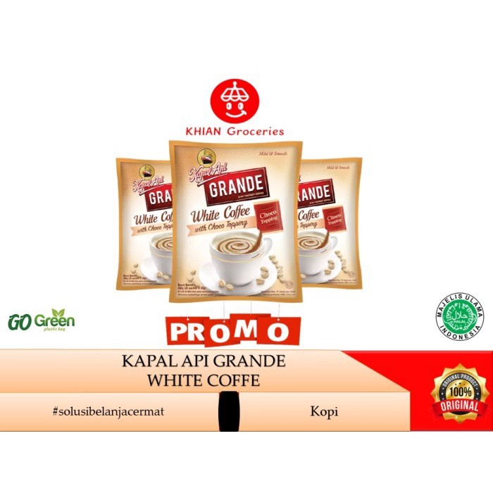 

Kapal Api Grande White Coffee Topping Kopi 20gram x 5. 5 sachet