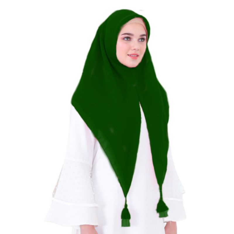 Jilbab Hijab Segiempat Bella Instan Bahan Pollycotton Dua Layer Jambul