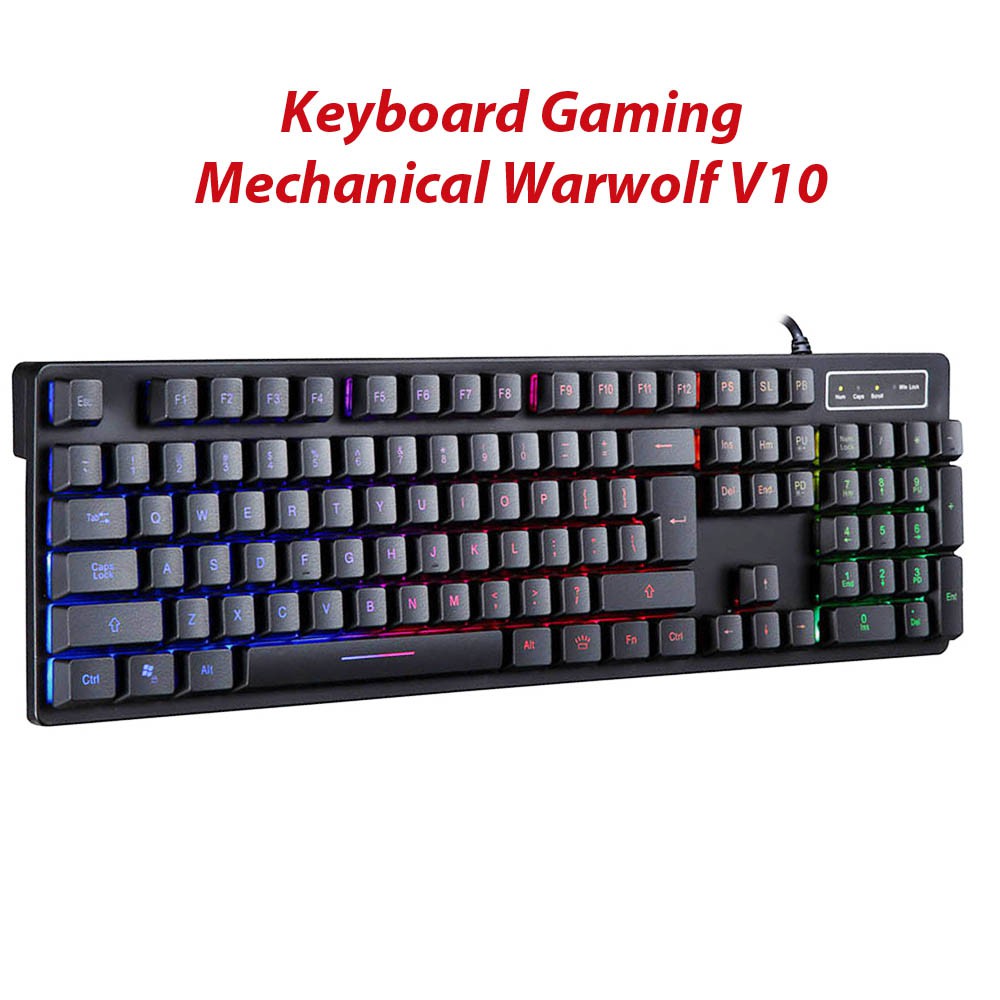 Trend-Warwolf V10 Semi Mechanical Keyboard Gaming Full Backlight RGB - Hitam