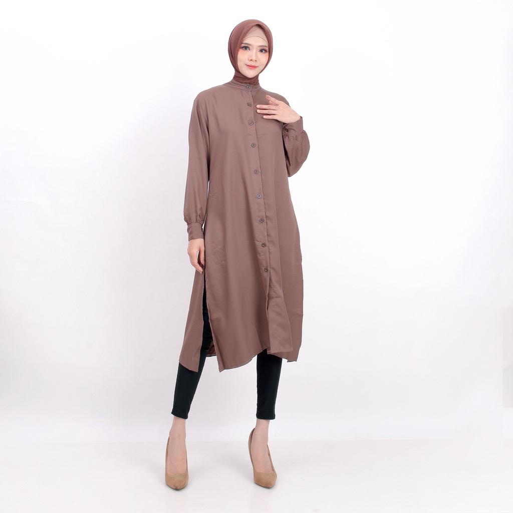Tunik Cinkel/ LONG TUNIK JUMBO / atasan tunik / Long tunic / Long tunik polos / Long tunik putih / Long tunik busui /  atasan long tunik/ atasan tunik wanita/atasan tunik muslimah / tunik crinkle/ tunik crinkle full kancing