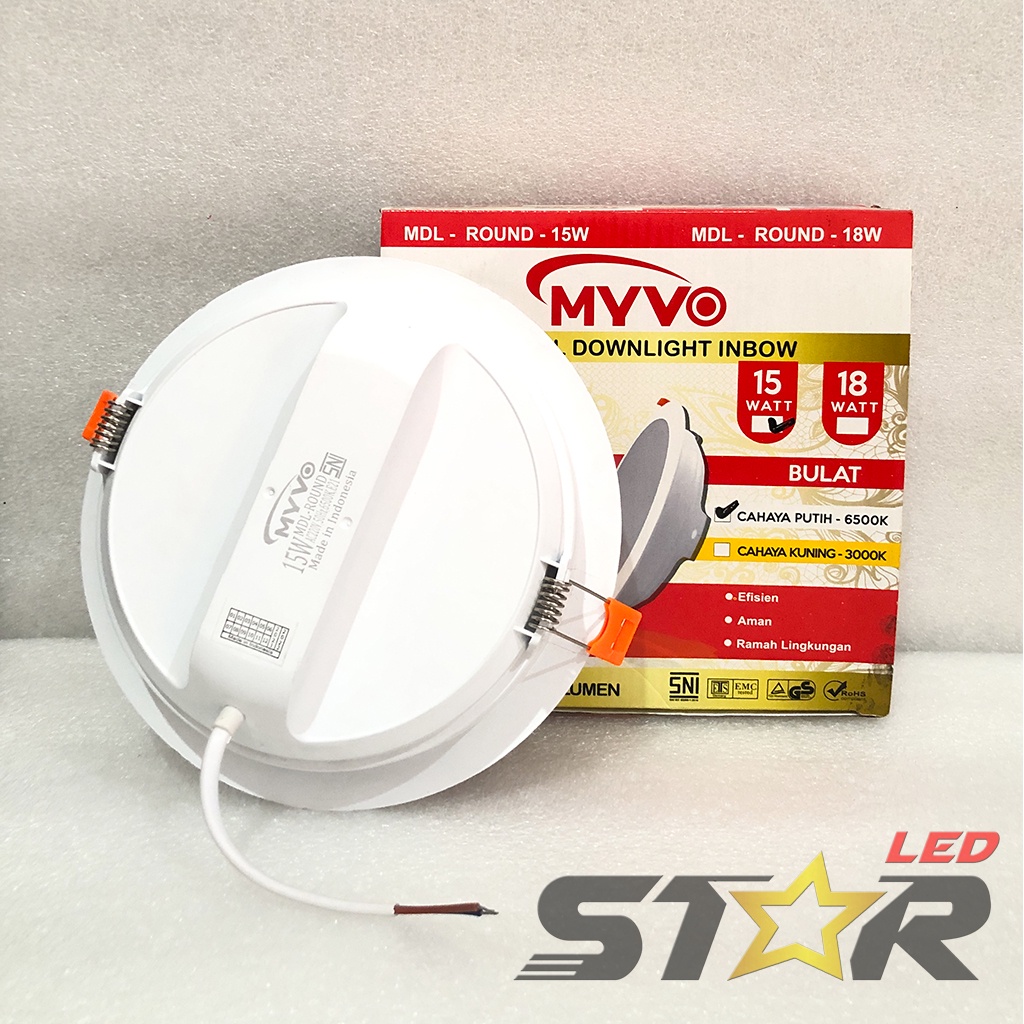 MYVO Panel Downlight Inbow LED 12W, 15W, 18W Lampu Modern Murah Hemat Energi Irit Listrik Plafon Langit Rumah 12 15 18 WATT Star