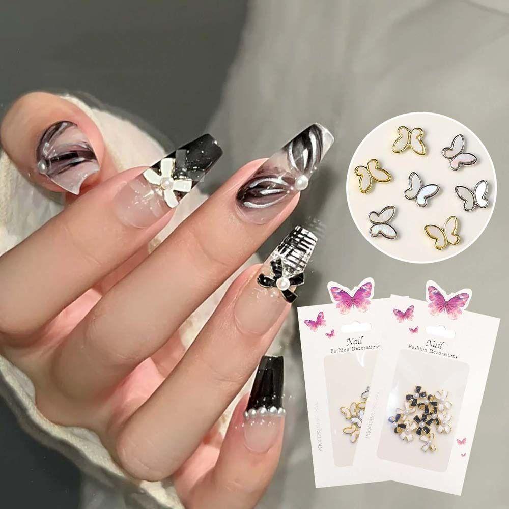 Needway Busur Dekorasi Kuku Wanita Fashion 3D Perhiasan Kuku Cinta Hati Ikatan Simpul Hiasan Kuku Butterfly Nail Drills