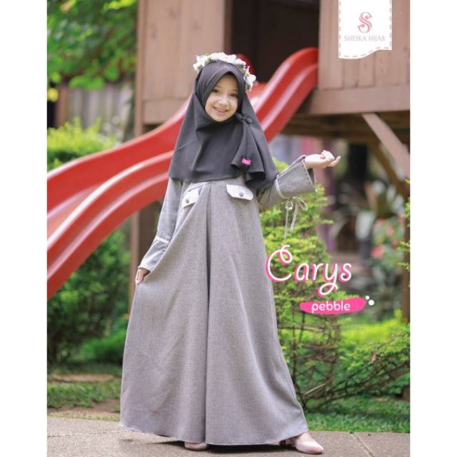 Gamis Dress Anak SET Carys bahan Katun Madina