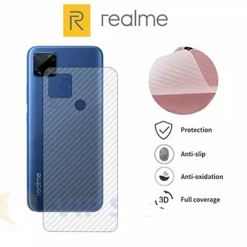 Anti Gores Skin Karbon Belakang Realme C11 C12 C15 C17 C20 C21 C21Y C25 7 7i 7Pro Screen Guard Protector