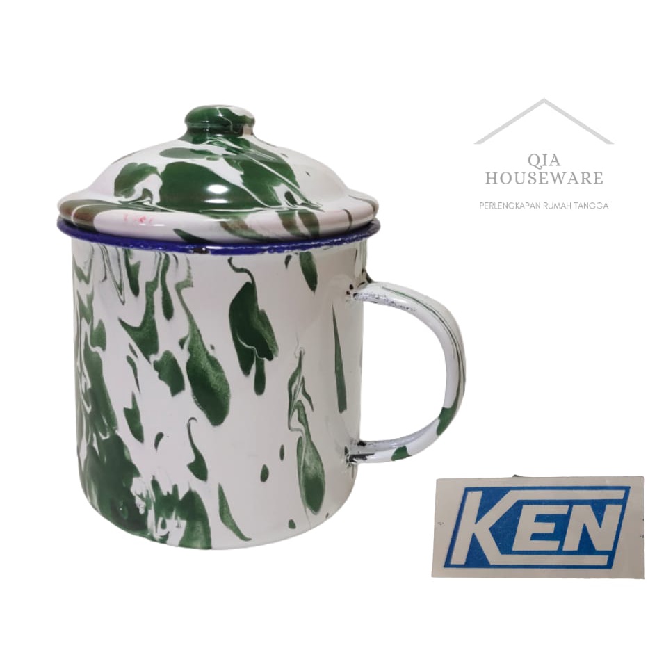 Cangkir Mug Gelas Lurik Seng Kaleng Jadul Kuno Vintage Retro