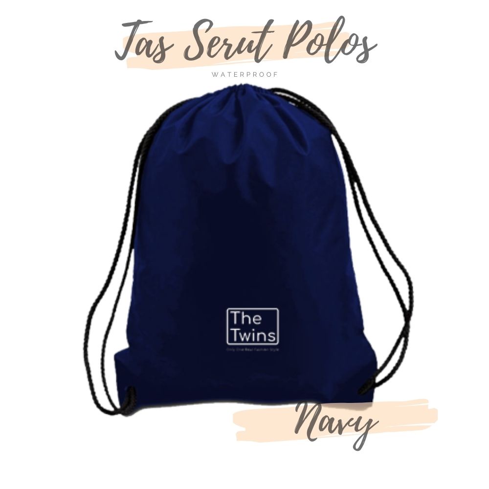 Tas Serut Hampers atau String Bag Bergambar The Twins Polos Abu