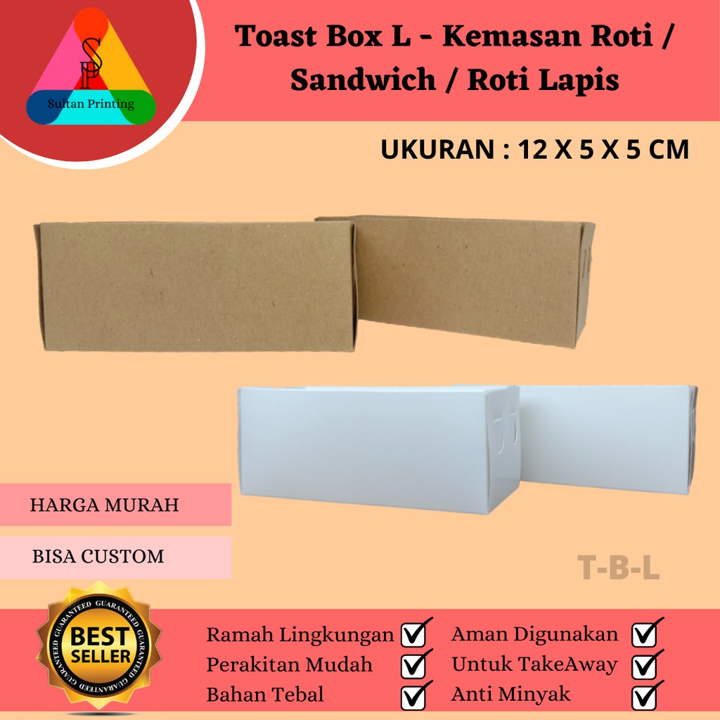 Toast box - Toast Holder -Box Dus Roti Bakar Panggang -Sandwich SIZE L