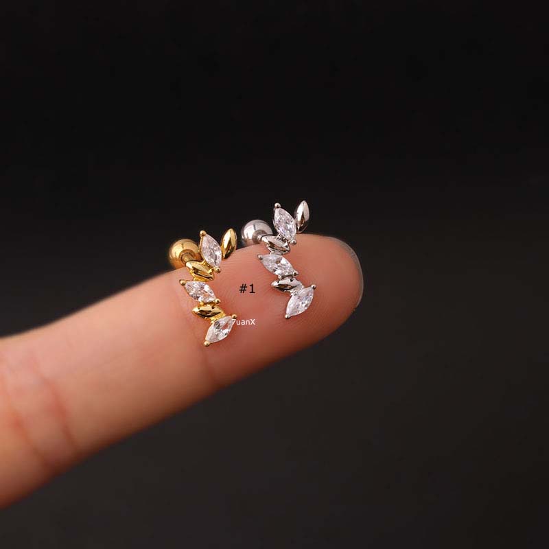 1pc 2022 Anting Tindik Tulang Rawan Telinga Bahan Stainless Steel Hias Zircon 16Gauge Untuk Wanita