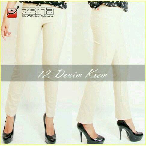 Celana Panjang Wanita Warna Denim Krem Zetha Celana Kerja Legging Wanita Zetha Celana Olahraga