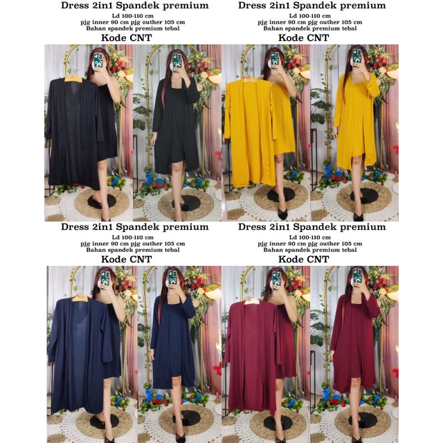 Dress 2in1 rompi spandek premium
