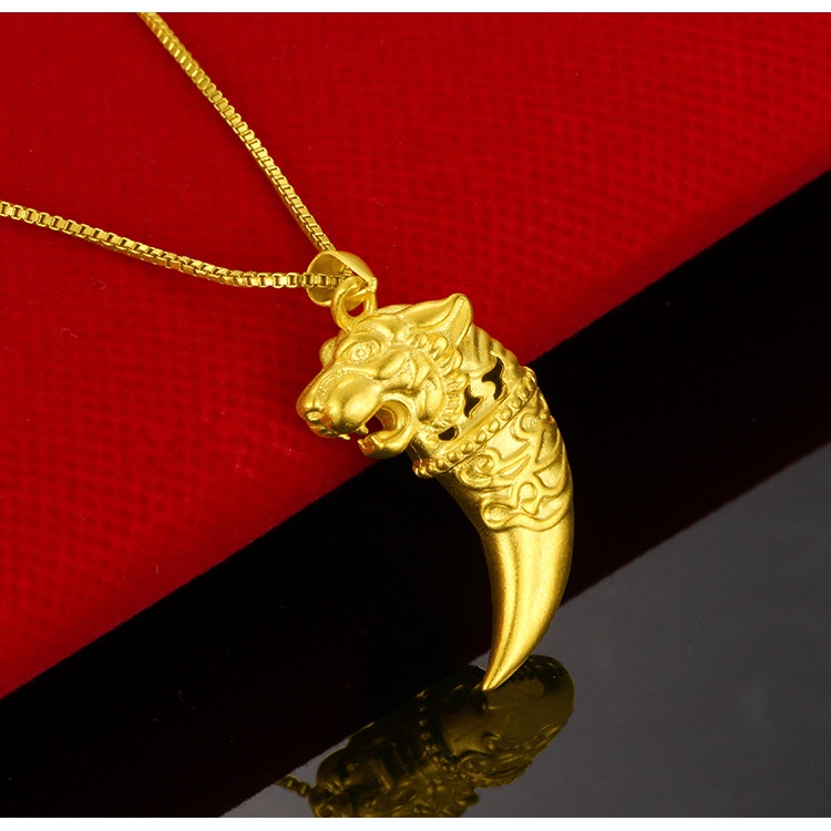 Kalung Emas Asli Kadar 375 Dengan Liontin Zodiak Harimau Untuk Pria