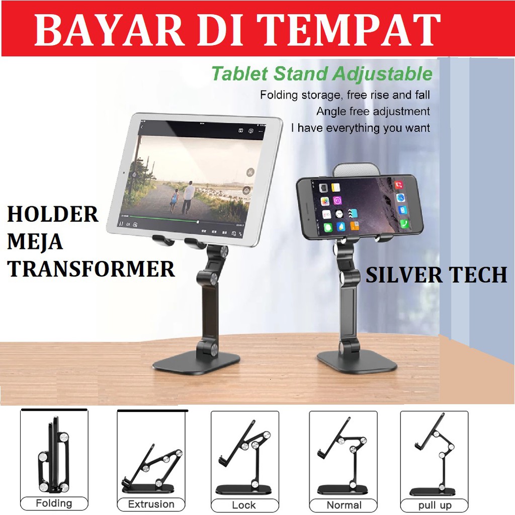 Holder Meja Transformer Lipat Smartphone dan Tablet Ipad | Accezz Holder Meja Lipat Handphone Ipad