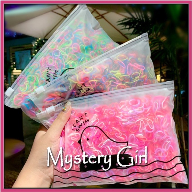 Mysterygirl - 1000Pcs Karet Ikat Rambut Jepang Polos Sekitar Jedai Rambut Anak Jepitan Jepang Elastis Warna Warni Jepit Karet Rambut 800 KIDS