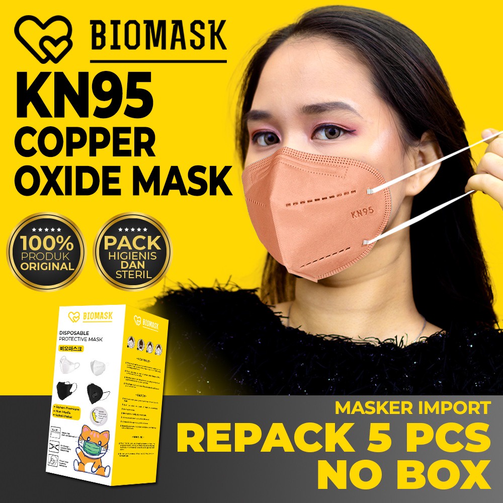 BIOMASK - Masker KN95 Copper Oxide Pink Ion Mask 4ply Korean Style - 5Pcs KN95 KN 94 KF 94 KN95 Mode