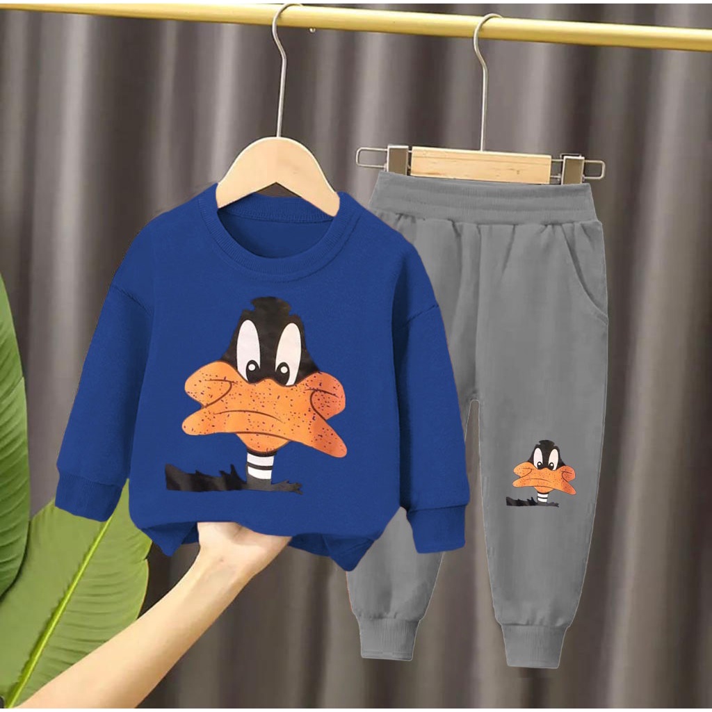 PROMO SETELAN SWEATER ANAK LAKI LAKI DAN PEREMPUAN TERBARU MOTIF DUCK KOMBI 1-5 TAHUN SETELOAN SWEATER PALING LARIS SETELAN SWEATER ANAK TERBARU