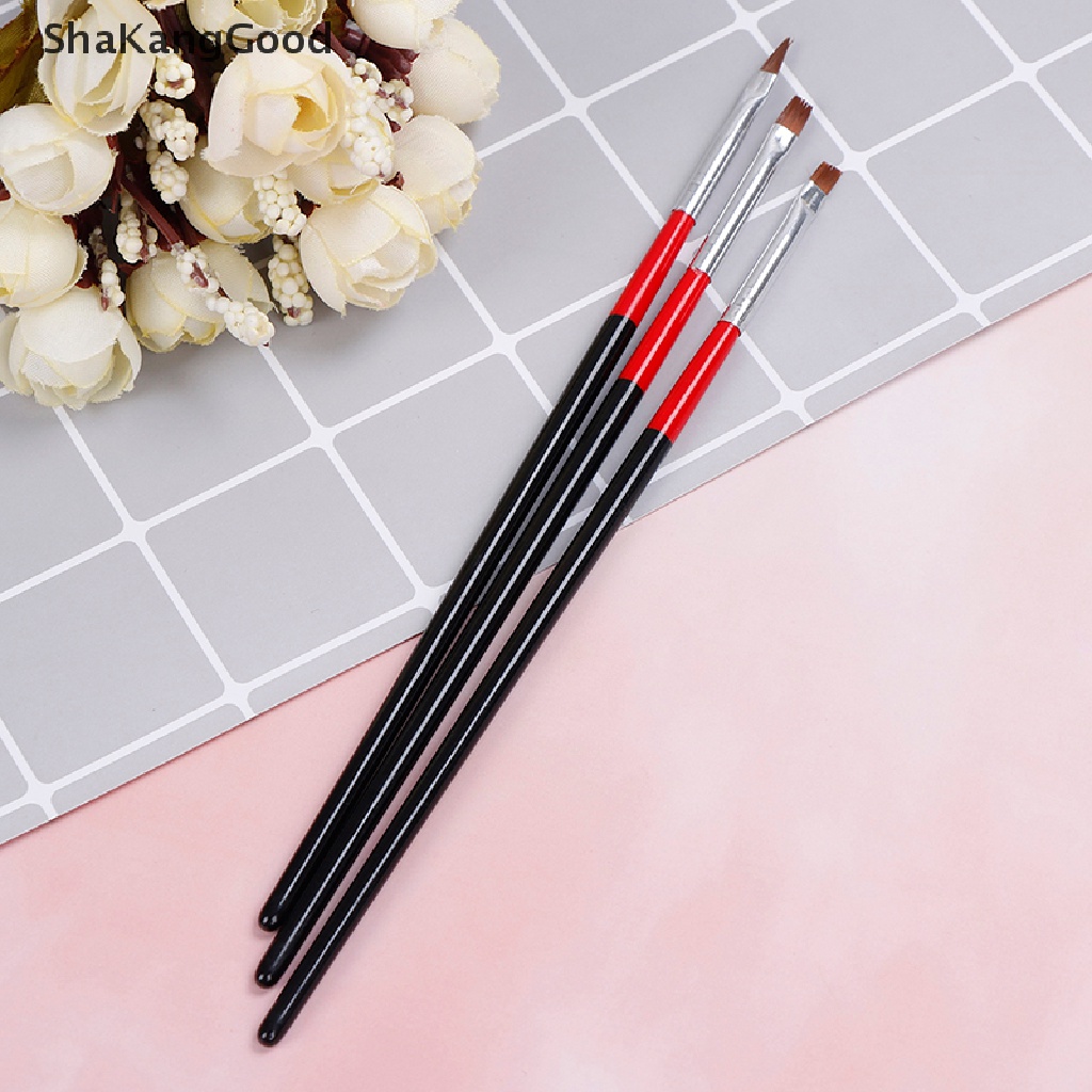 3pcs / set pen brush Lukis uv gel builder Bahan Akrilik Untuk salon nail art